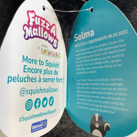 NWT Squishmallows Fuzzamallows Skunk - Picture 10 of 10